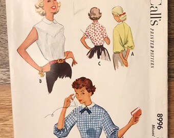 50s McCalls 8996 Blouses Tops Pattern