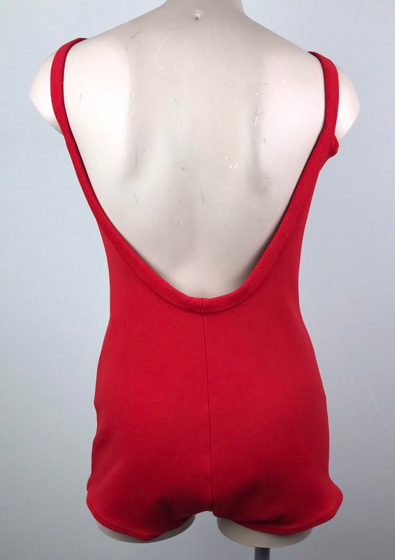 Vintage 50s Red One Piece Pin Up Swimsuit Bathing… - image 6