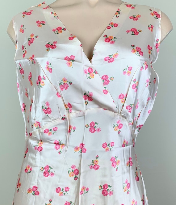 Vintage 30s 40s Floral Satin Nightgown Negligee