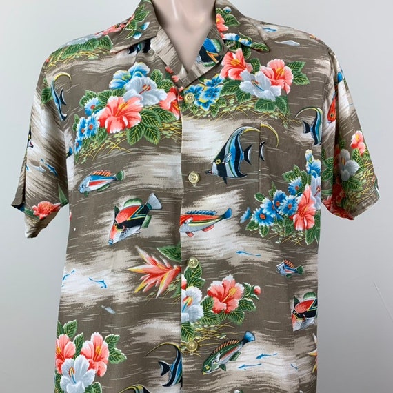 Vintage 50s Mens Aloha Rayon Hawaiian Shirt