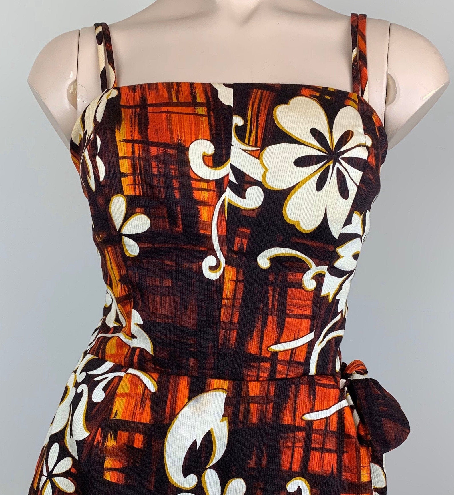 Vintage 50s 60s Hawaiian Sarong Dress Sun Fashions Hawaii | Etsy