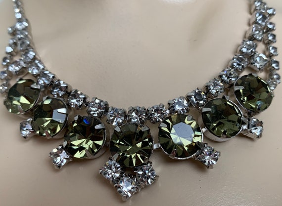 Vintage 50s Smoke/Clear Rhinestone Necklace