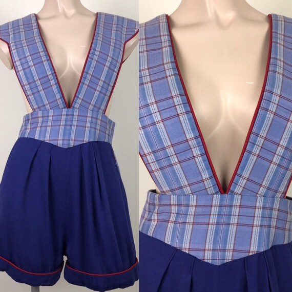 40s Style High Waist Wide Strap Jumper Romper