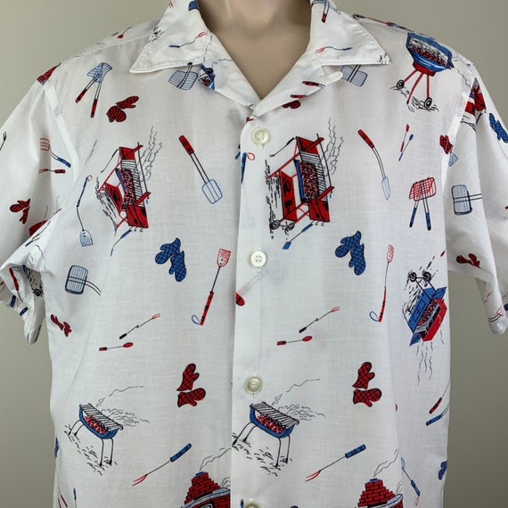 Vintage 50s Mens Barbecuer Shirt Medium Novelty Pr