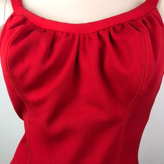 Vintage 50s Red One Piece Pin Up Swimsuit Bathing… - image 3