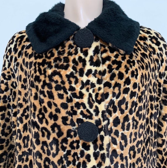 Vintage 60s Cropped Faux Leopard Fur Coat