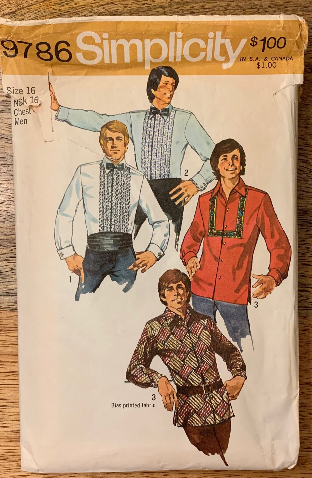 70s Simplicity 9786 Mens Shirts Ruffle Tux Shirt Pattern - Etsy