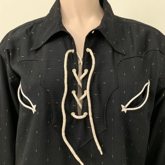 Vintage 50s Mens Miller Lace Up Western Shirt