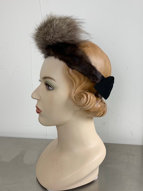 Vintage 40s Fox Fur Trim Hat With Back Bow - image 6