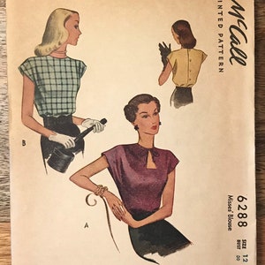 40s McCalls 6288 Blouse Top Pattern