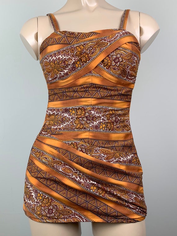 Vintage 50s Paisley Rose Marie Reid Swimsuit - image 2