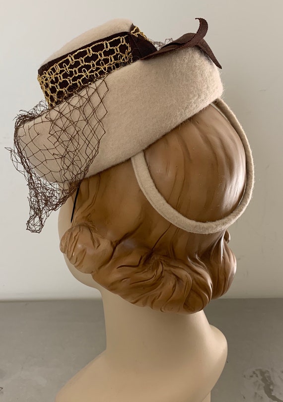 Vintage 30s 40s Wool Tilt Hat Fascinator Hat - Etsy display picture 2