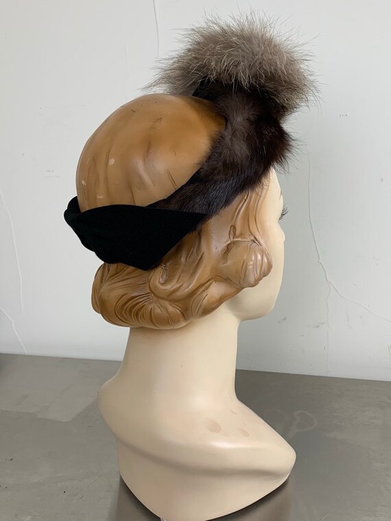 Vintage 40s Fox Fur Trim Hat With Back Bow - image 4