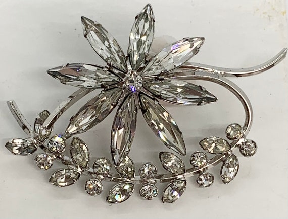 Vintage Signed ART Sterling Rhinestone Flower Brooch Etsy Australia