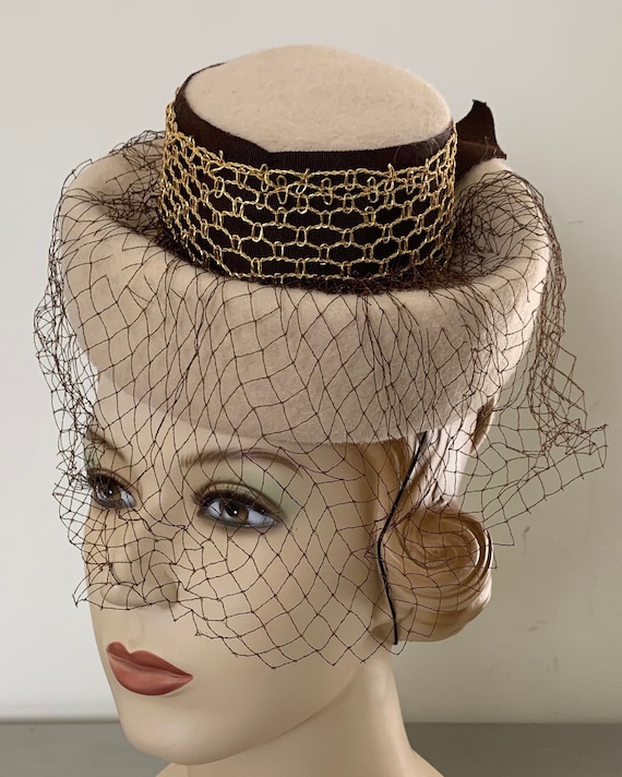Vintage 30s 40s Wool Tilt Hat Fascinator Hat