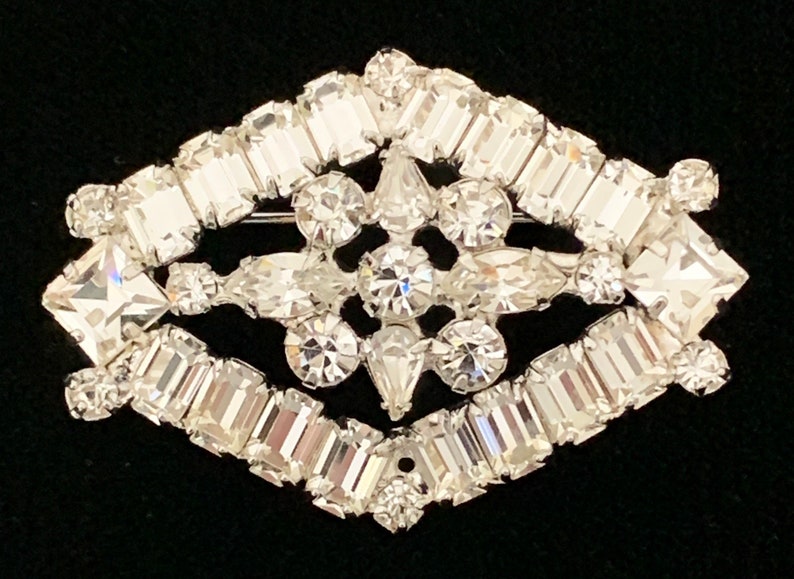 Vintage 50s Weiss Rhinestone Brooch image 1