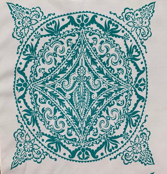 Vintage 40s Medallion Print Cold Rayon Scarf