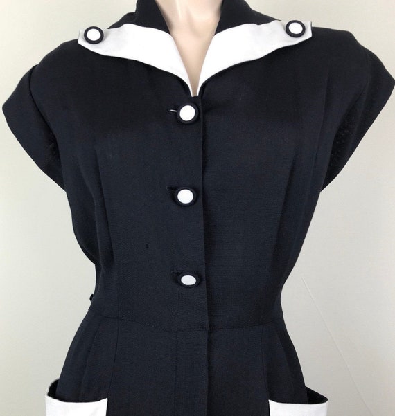 Vintage 50s Black/White Sheath Dress Wiggle Dress