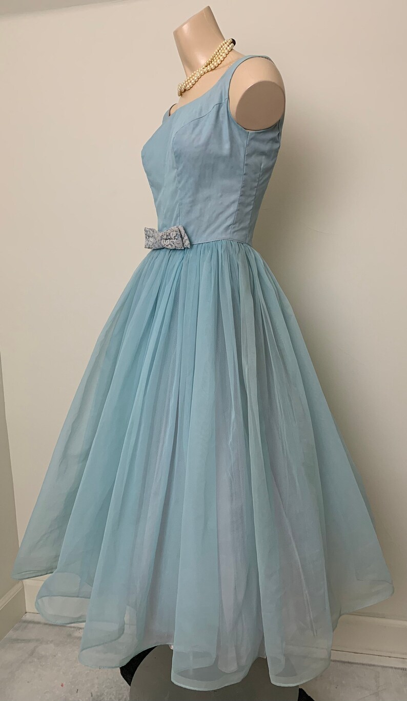 Vintage 50s Powder Blue Party Dress Prom Dress With Lace Etsy