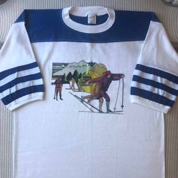 Vintage 70s 3 Stripe Ski Iron On Graphic Tee