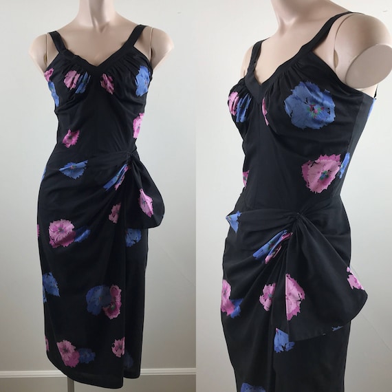 Vintage 50s Hibiscus Print Sarong Dress