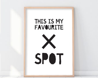 Funny Print, My Favourite Spot, Office Wall decor, Nursery Wall decor, Black and White, Scandinavian, Minimalist, Mood Board Printable Decor