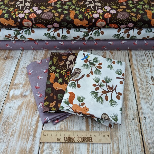 British Autumn Fabric Collection - Evergreen from Lewis and Irene - UK Autumnal Cotton Material