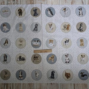 Dog Circles Material - Wrendale Designs Fabric Quilt Panel - Whiskers and Paws from Maywood Studio