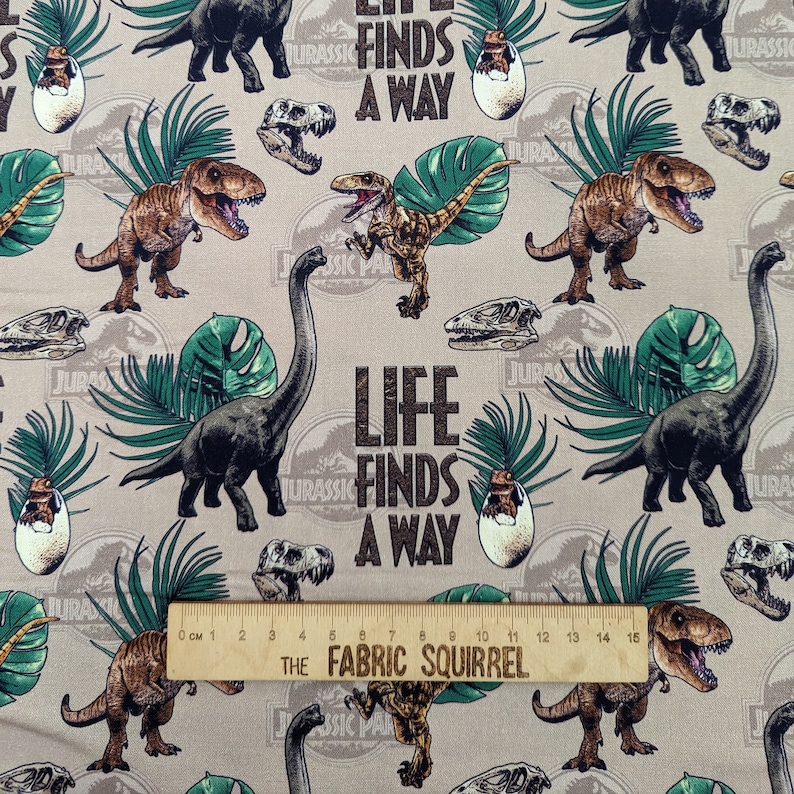 Jurassic Park Fabric Dinosaur Film Cotton Material Craft Etsy UK