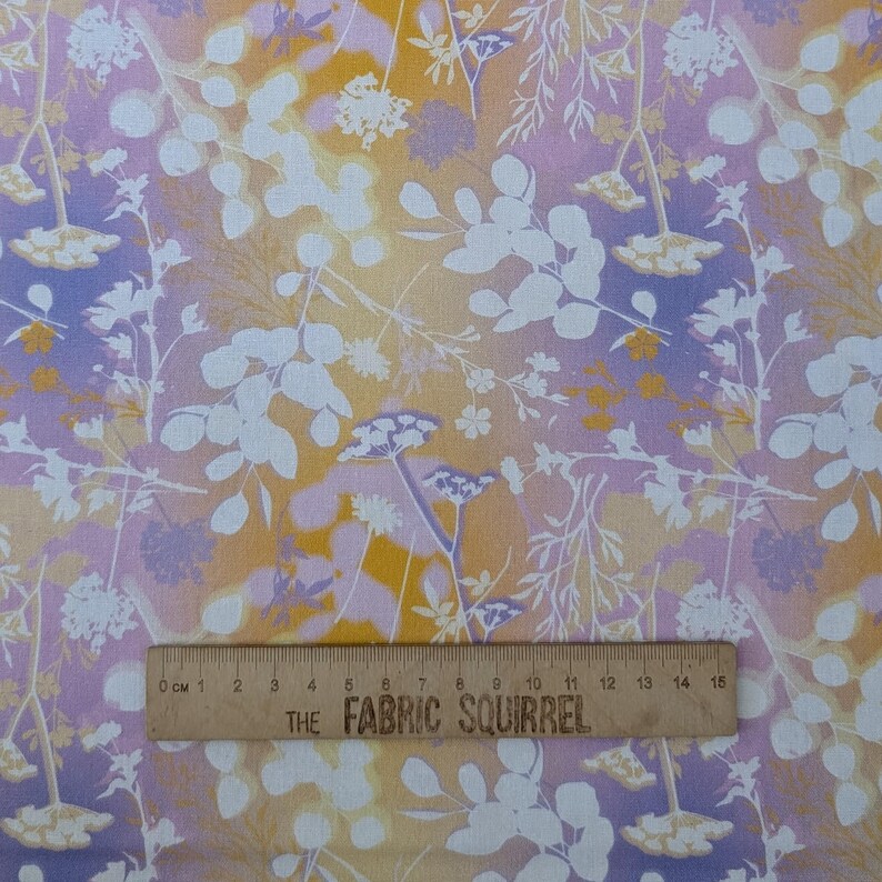 Floral Impressions Cotton Fabric Yellow, Pink Purple Floral Fabric From