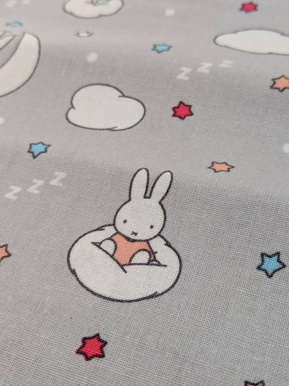 Easter Miffy Fabric with Bunnies Blue 100/% Cotton Licensed