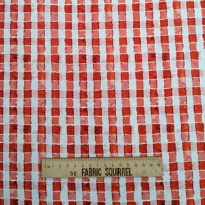 Red Gingham Cotton Fabric - Welcome to The Fun Farm by 3 Wishes Fabrics - Printed Gingham Material