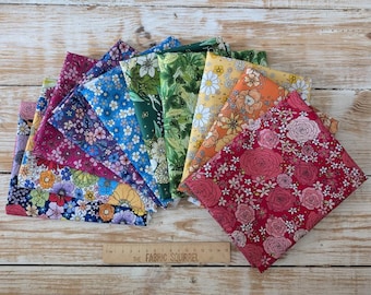Rainbow Garden Floral Fabric: Organic Cotton Material by The Crafty Lass for Craft Cotton Co