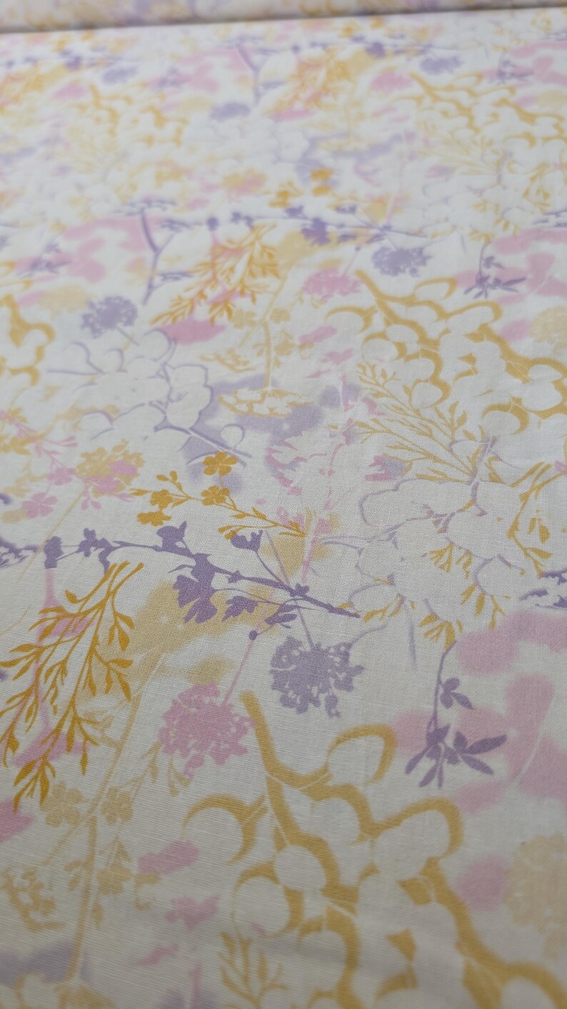 Floral Impressions Cotton Fabric Yellow, Pink Purple Floral Fabric From