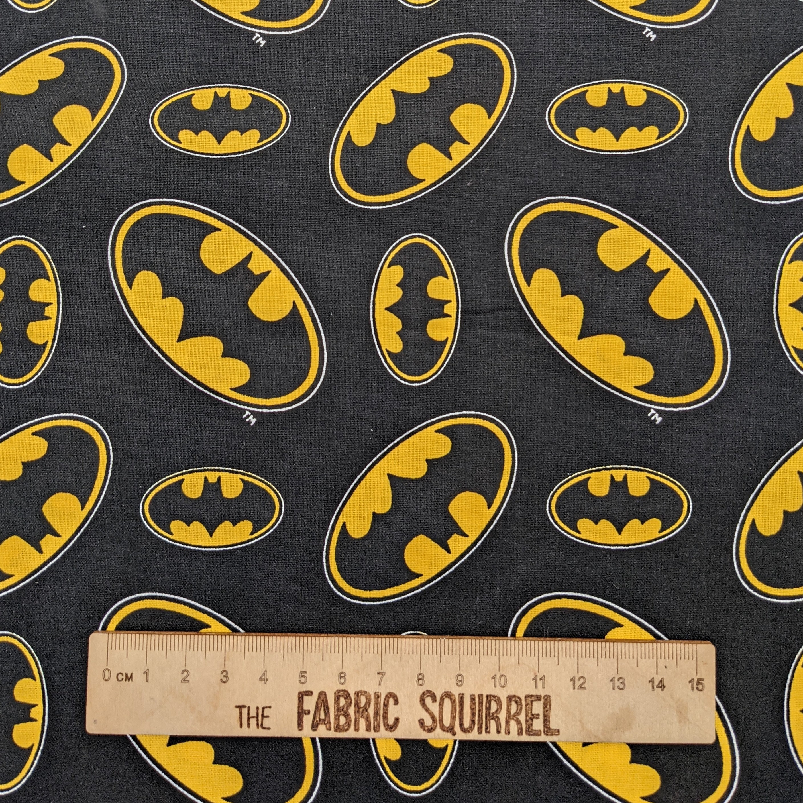 Batman Fabric Black and Yellow Batman Logo Cotton Material DC