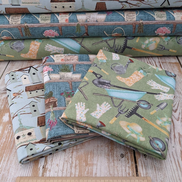 Gardening Fabric - Bird Watching - Bird Boxes Material - Touch of Spring by 3 Wishes Fabrics