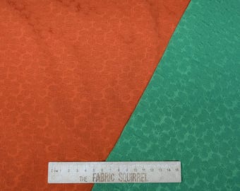 Baumwoll Jacquard Stoff in Tangerine Orange und Hell Frühlingsgrün - Strukturierte Baumwolle
