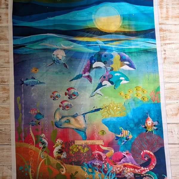 Under the Sea Fabric Panel - Shining Sea by 3 Wishes Fabric