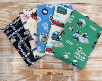 Thomas and Friends Explorer Fabric - Train Material - Cotton Fat Quarters and by the Metre