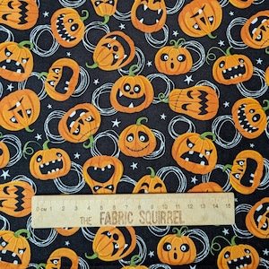 Cute Funny Pumpkin Fabric - Trick or Treat from Northcott Fabrics - Cotton by Metre and Fat Quarters