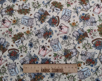 Cottage Garden Fabric - Watering Cans and Cut Flower Material - Garden Stroll by Maywood Studios