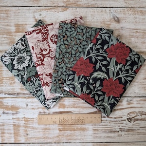 William Morris Yuletide Bloom Fabric - V&A Museum with Craft Cotton Company - Organic Cotton Fabric