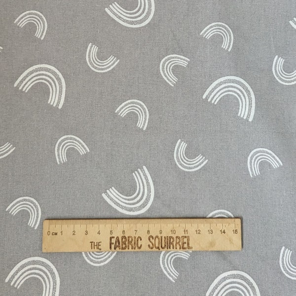 Grey and White Rainbow Fabric - Nursery Basics 100% Cotton Fabric