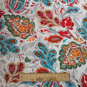 Colourful Flowers on Green Summer Floral Viscose Dressmaking Fabric