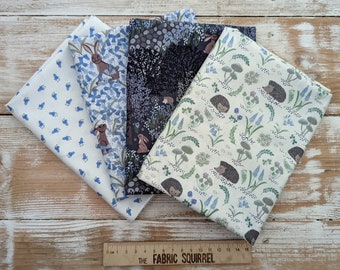 Bluebell Flower Fabric - Bluebell Woods by Lewis and Irene - Spring Flowers - Blue and Cream Cotton