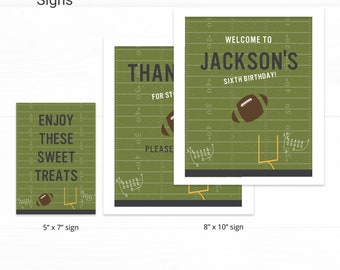 Football Custom Party Sign Birthday Decorations - Instant Access Edit Now - Football Field Sports Digital Printable DIY Decor