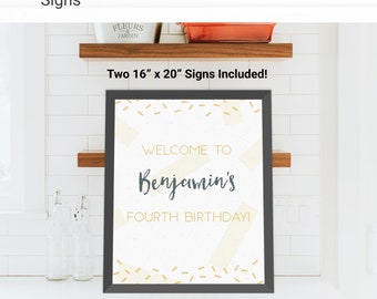 Confetti Custom Party Sign Birthday Decorations - Instant Access Edit Now - Celebrate Sprinkles Gold Decor Digital Printable DIY