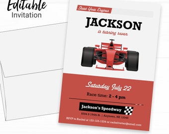 Race Car Birthday Invitation - Instant Access Edit Now - Start Your Engines Racing Invite Digital Printable DIY Invitation