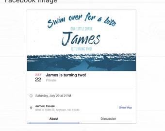 Shark Facebook Event Birthday Invitation - Instant Access Edit Now - Shark Week Pool Party Invite Digital Printable DIY Invitation