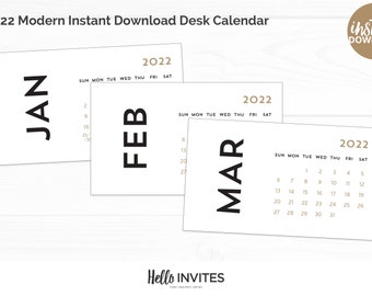 2022 Modern Instant Download Desk Calendar Office Decoration Digital Printable Decor